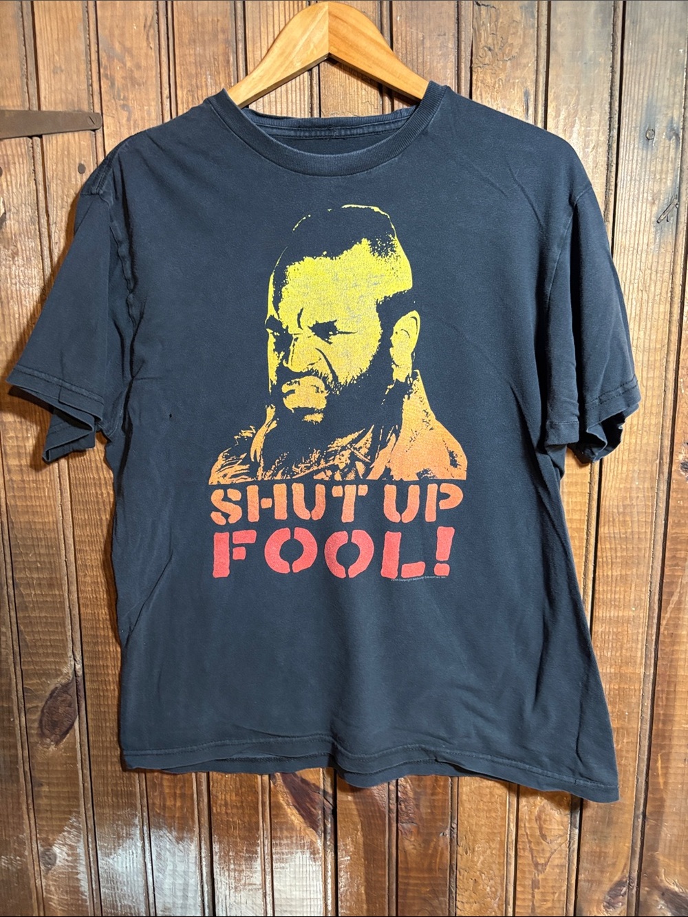 Black Mr. T Graphic Tee with Yellow & Orange Print - Men